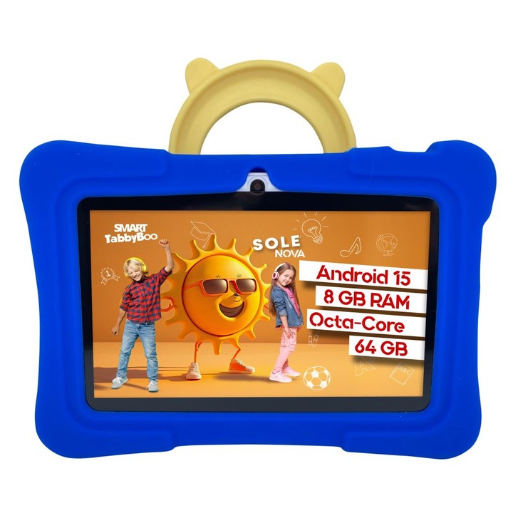 Tabletă copii SMART TabbyBoo Sole NOVA, 7", 64GB, 8GB RAM, albastru, cu control parental