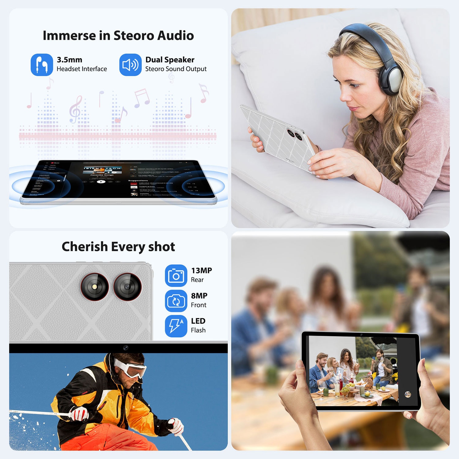 Tableta 11" BEYNIVAN Octa-Core 2K 2000*1200, 36(12+24)GB RAM, 512GB ROM, Android 16, 4G LTE/SIM/5GHz WIFI, Widevine L1, 8000mAh, 13MP+8MP, Gri