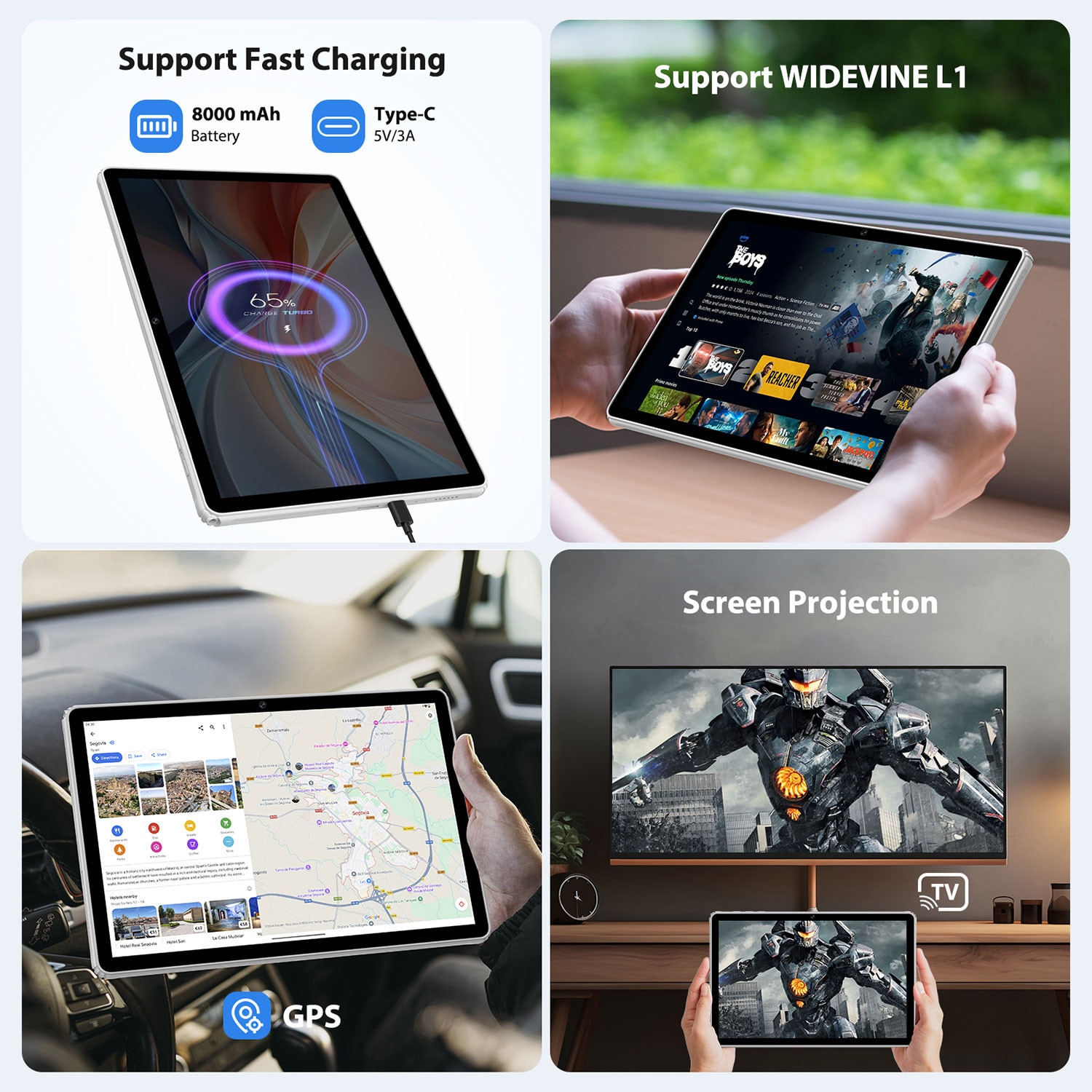 Tableta 11" BEYNIVAN Octa-Core 2K 2000*1200, 36(12+24)GB RAM, 512GB ROM, Android 16, 4G LTE/SIM/5GHz WIFI, Widevine L1, 8000mAh, 13MP+8MP, Gri