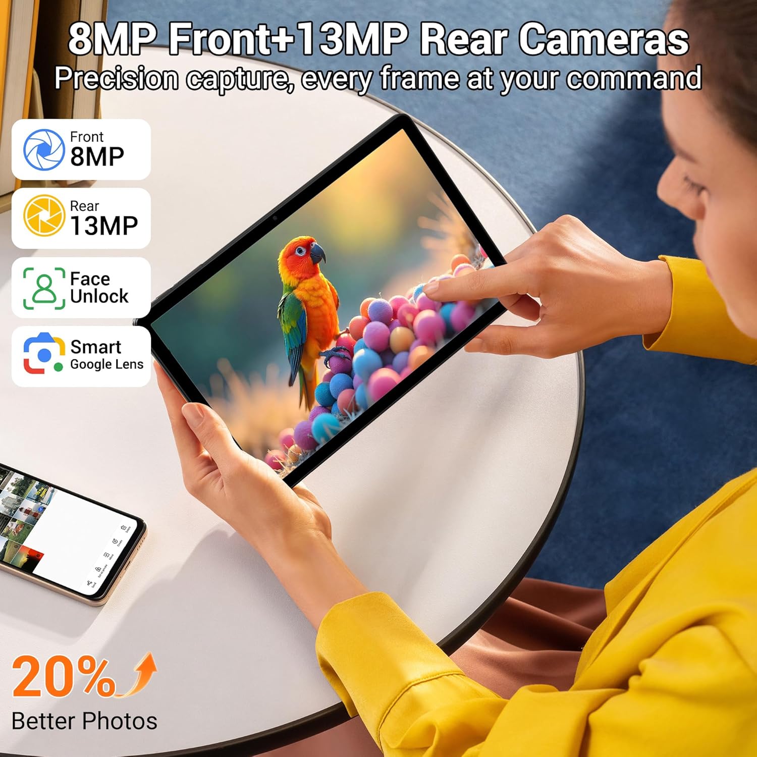 Tableta 11" BEYNIVAN 2000*1200 2K, Octa-Core, 36(12+24)GB RAM, 512GB ROM, Android 16, 4G LTE/SIM/5GHz WIFI, Widevine L1, 13MP+8MP, 8000mAh, Negru