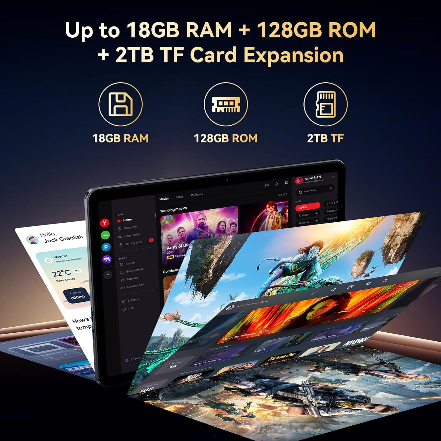 Tableta Blackview T80, 10.1 inch, Android 15, 5.0, WiFi 6, T310, 18GB Ram(6GB + 12GB extensibili), 800×1280, 128GB ROM, Expandabil 1TB, 6000mAh, Gri