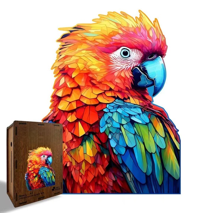 Fajáték puzzle, papagáj modell, gyerekeknek és felnőtteknek, 108 darab, többszínű