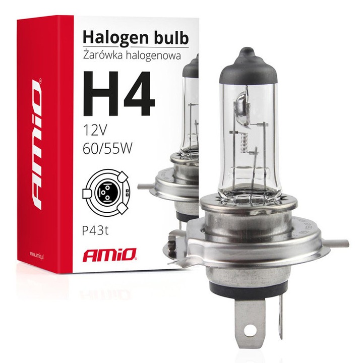 Крушка H4 12V 60/55W UV AMIO 01268