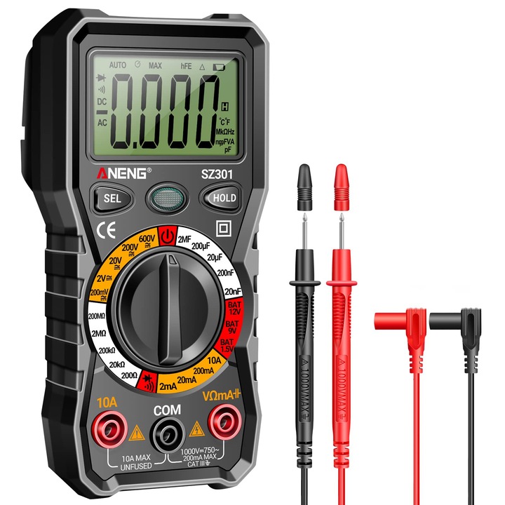 Tester de Multimetru Digital, voltmetru AC/DC, ohmmetru si ampermetru, SZ301