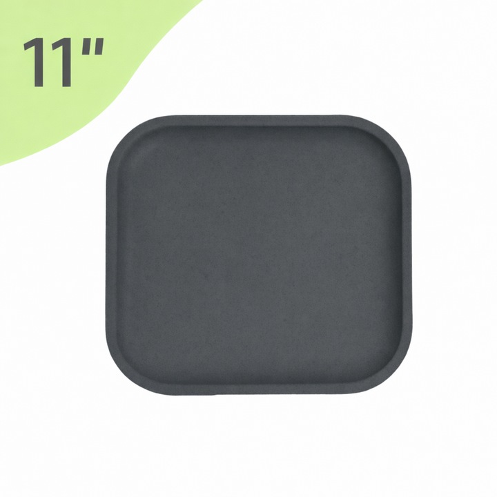 REuse Farfurie Patrata Reutilizabila 11 inch, 1 bucata, Fabricata din coaja de cafea, Charcoal Black