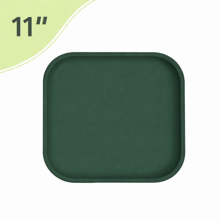 REuse Farfurie Patrata Reutilizabila 11 inch, 1 bucata, Fabricata din coaja de cafea, Emerald Green