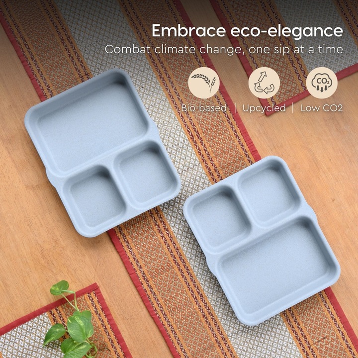 REuse Farfurie 3 compartimente Reutilizabila 8 inch, 1 bucata, Coaja de cafea, Azur Grey