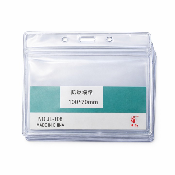 Комплект 10 поставки за бадж, Хоризонтални, 100x70мм, Прозрачни, За ID карта, Бадж