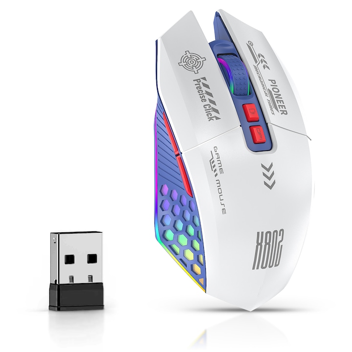 Mouse wireless HP 220 Sunset Red, nano-dongle USB 2,4GHz, ambidextru, autonomie max. 15 luni, 1600 DPI, 3 butoane, baterie AA inclusa, rosu