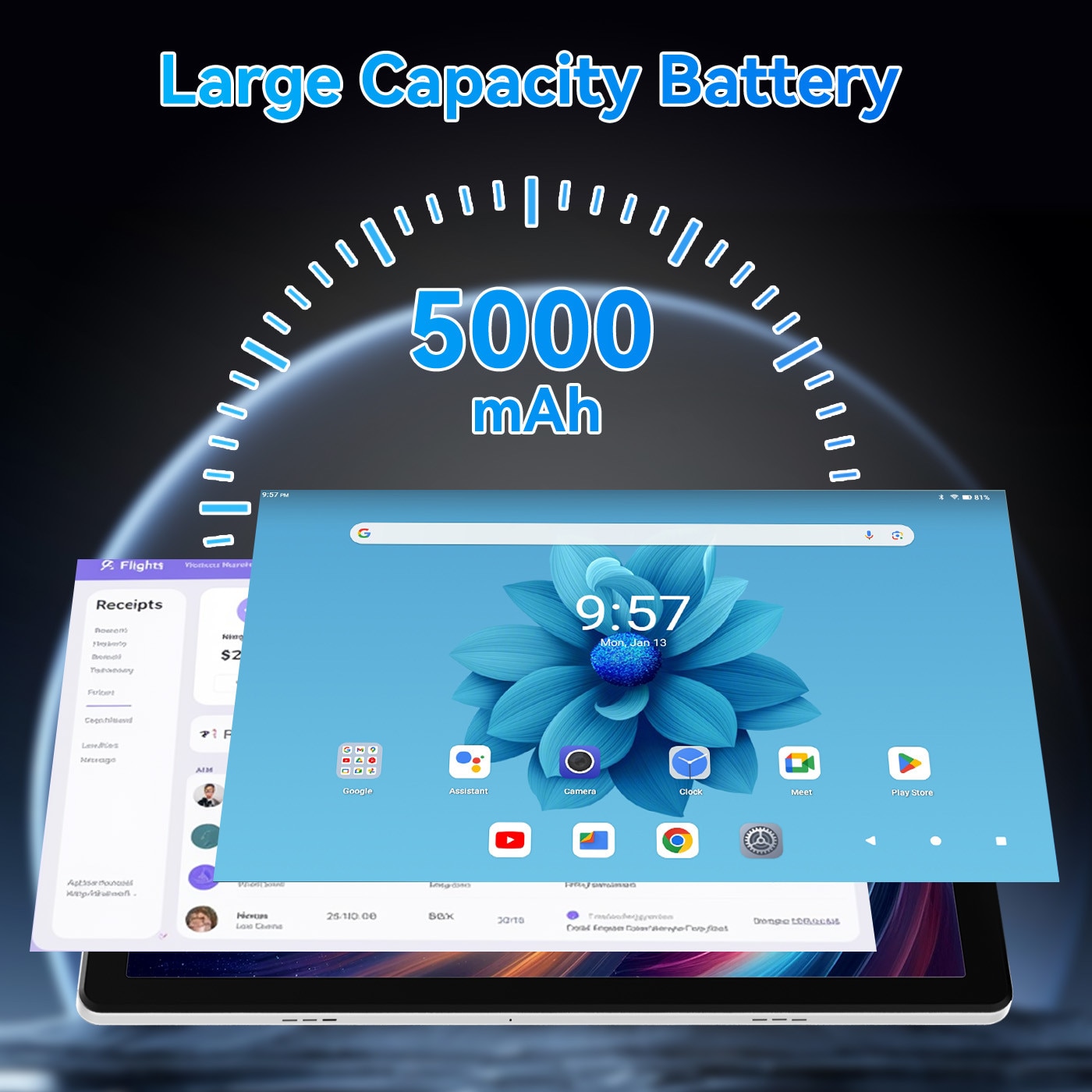 Tableta wqplo KB1001, 10.4 inch, Procesor 5 nuclee, Android 15, 20GB RAM + 64GB ROM (extensibil 1TB), Ecran HD 800x1280, 5G WiFi, Bluetooth 5.4, 5000mAh, camera duala, Type-C, GMS, Negru/alb
