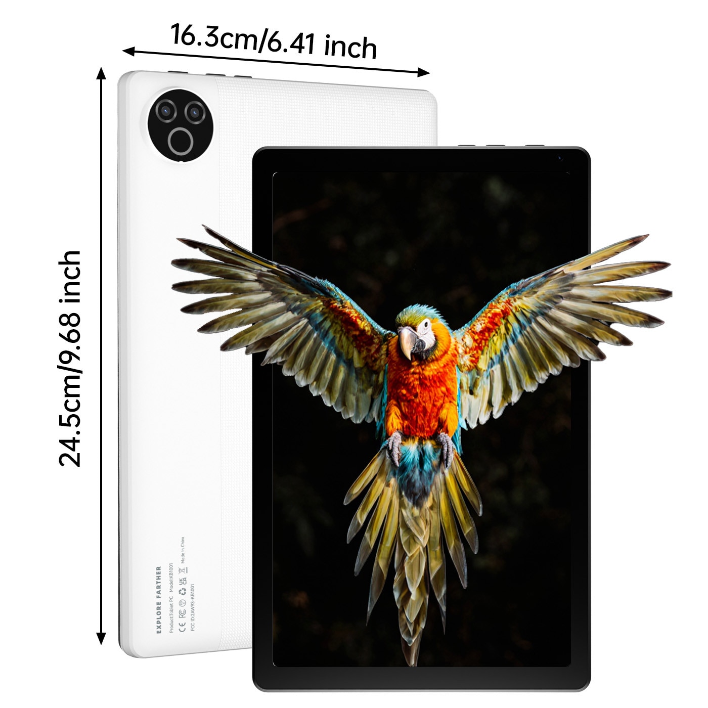 Tableta wqplo KB1001, 10.4 inch, Procesor 5 nuclee, Android 15, 20GB RAM + 64GB ROM (extensibil 1TB), Ecran HD 800x1280, 5G WiFi, Bluetooth 5.4, 5000mAh, camera duala, Type-C, GMS, Negru/alb