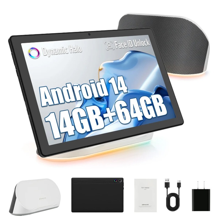 AEEZO 10.1 hüvelykes tablet, 14GB RAM, 64GB ROM, dupla kamera, sztereó hangtámogatás