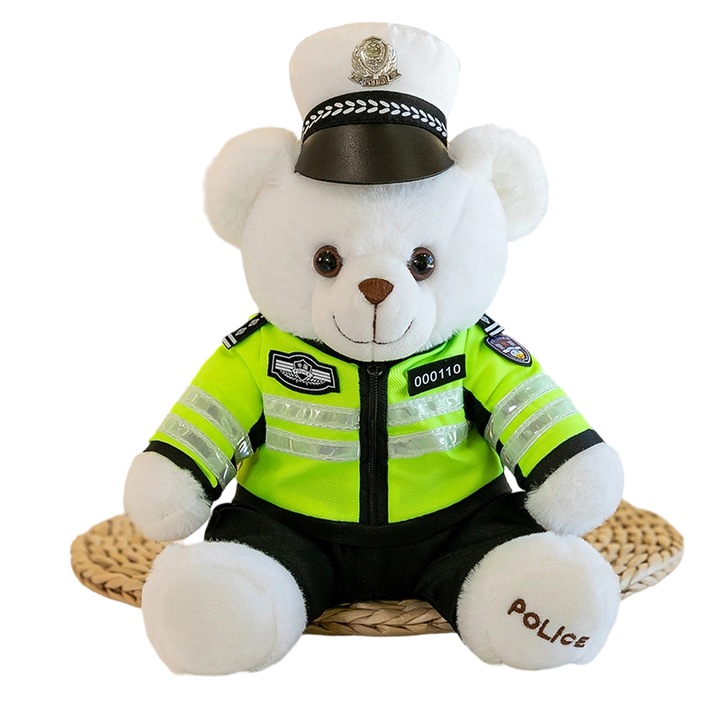 Jucarie de plus, urs politist, 30cm, multicolor, set de jucarii pentru copii si bebelusi