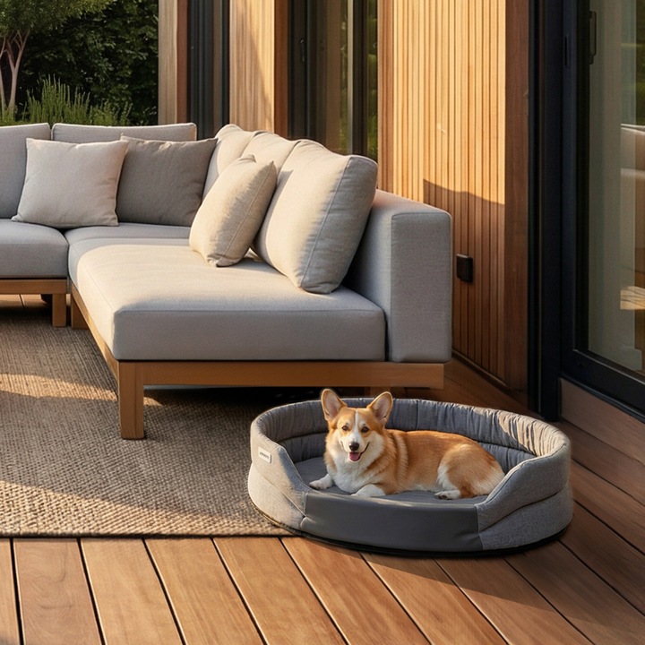 Матрак PELUVIO ARITA за кучета и котки, легло, възглавница, мек, издръжлив и удобен, устойчив на надраскване, водоустойчив, за вътрешна и външна употреба, неплъзгаща се основа, размери 84X68X18 см, сив