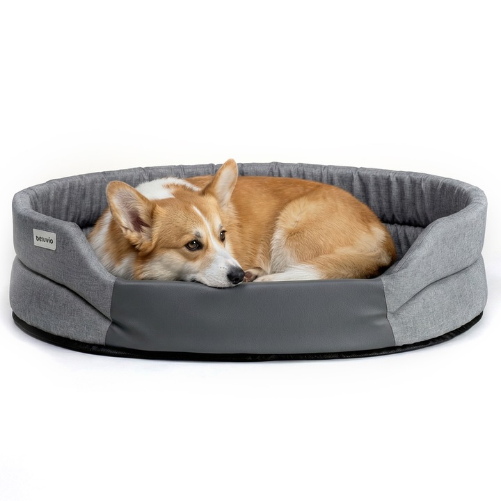 Легло PELUVIO ARITA за кучета и котки, легло, възглавница, меко, издръжливо и удобно, устойчиво на надраскване, водоустойчиво, за вътрешна и външна употреба, противоплъзгаща основа, размери 48x30x13 см, сиво
