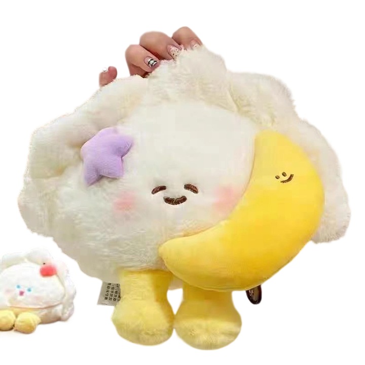 Jucarii de plus, figurine adorabile, set stea si luna, multicolor, 30x30cm