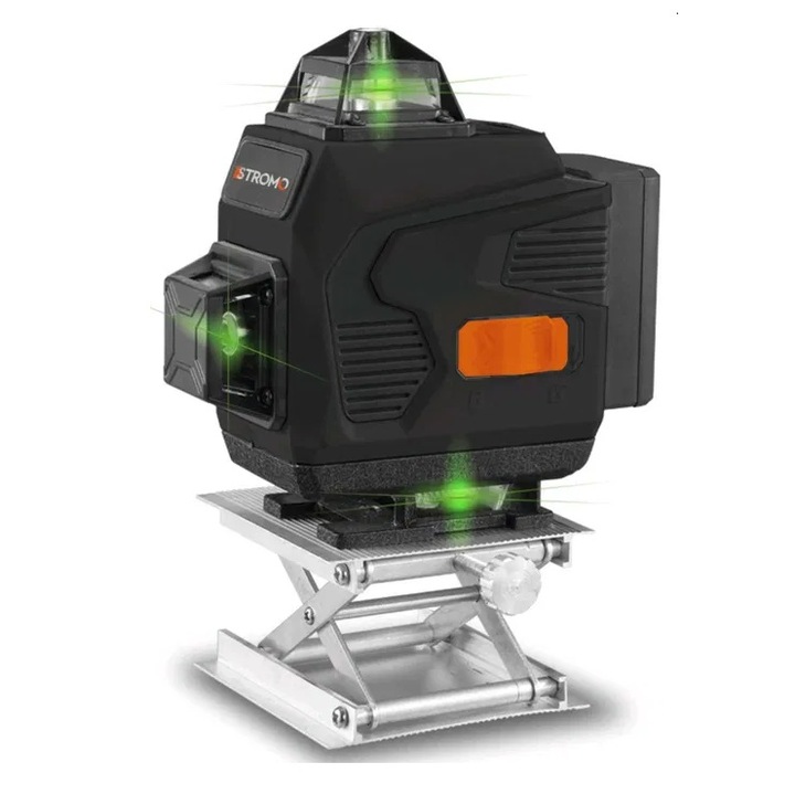 STROMO ALE-4G Nivelă Laser cu Linii Încrucișate cu Lumină Verde, 2 Acumulatori, Suport de Ridicare și Valiză