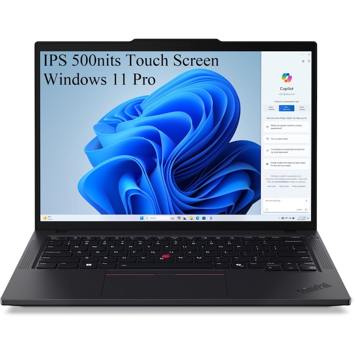 Laptop Lenovo ThinkPad T14 Gen 5 (Intel), 14" FHD IPS 500nits Touch Screen, Intel Core Ultra 5 135U 12-core, 64 GB DDR5, 2TB SSD m2 PCIe, Intel Graphics, Windows 11 Pro, 1.38 kg. Black