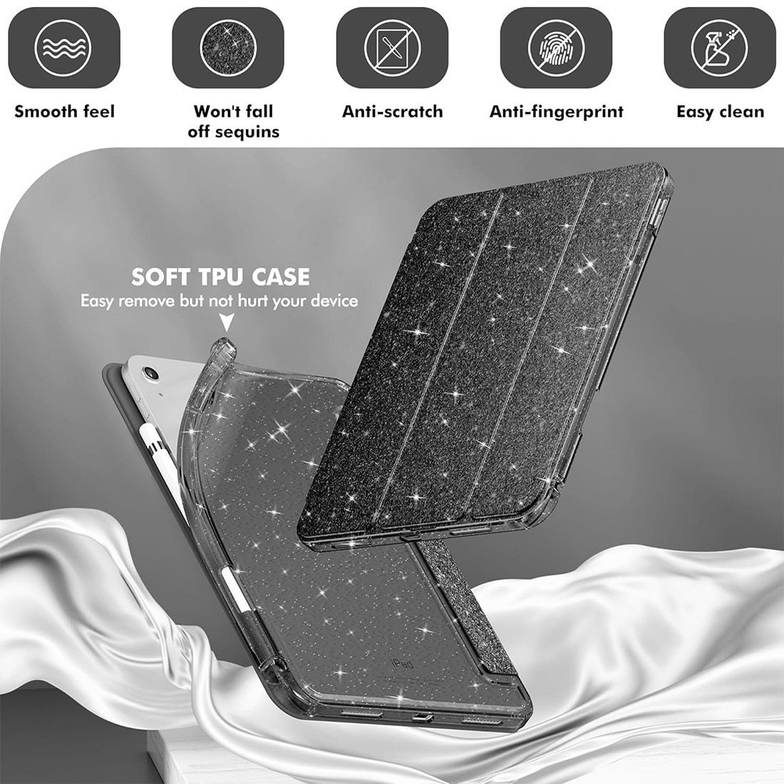 Husă protecție pentru tabletă, DEISNGB, 11 inch, suport pentru creion, ultra-subtire, Negru