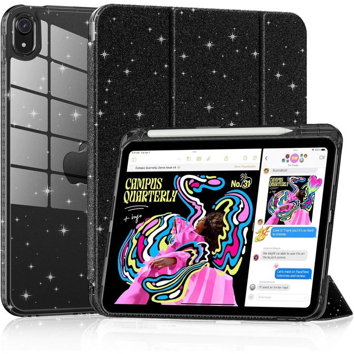 Husă protecție pentru tabletă, DEISNGB, 11 inch, suport pentru creion, ultra-subtire, Negru