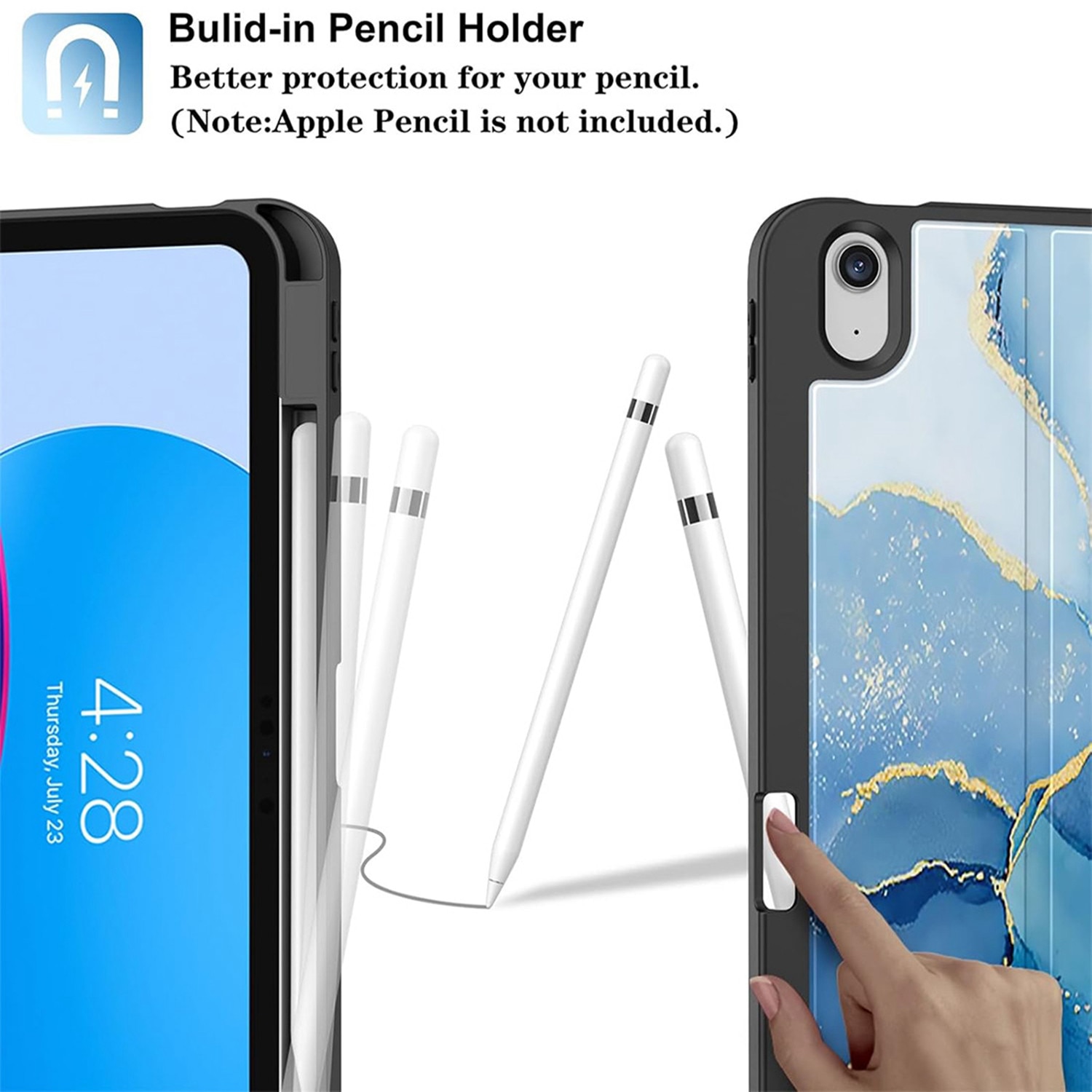 Husă de protecție pentru tabletă, DEISNGB, 11 inch, gri, suport pentru stilou, ultra-subțire