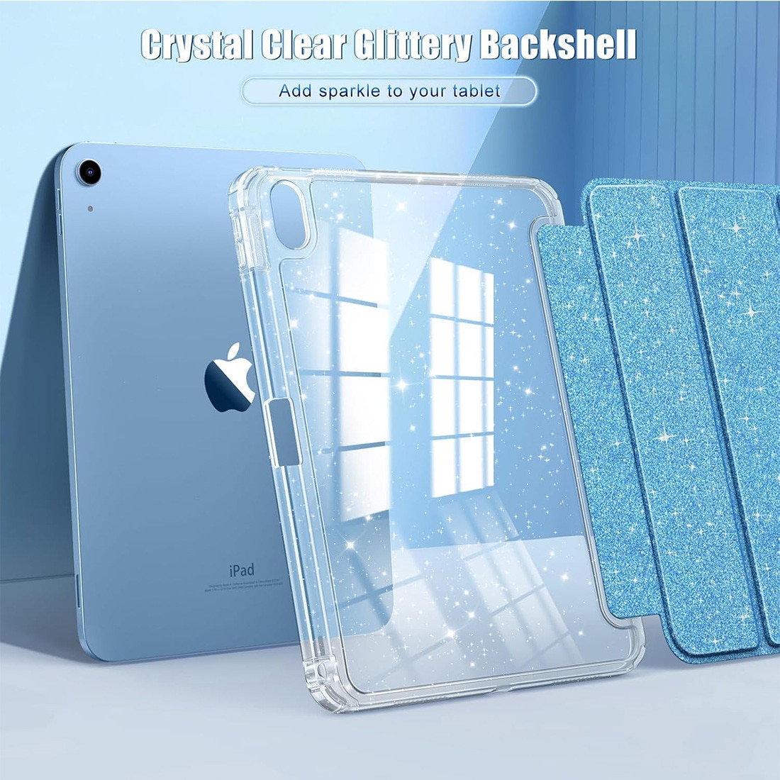 Husă de protecție pentru iPad 11 și 10, DEISNGB, albastră, cu suport pentru creion, ultra-subțire