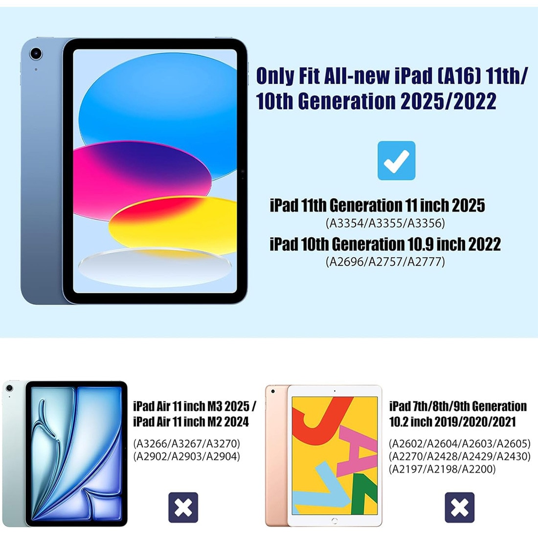 Husă de protecție pentru iPad 11 și 10, DEISNGB, albastră, cu suport pentru creion, ultra-subțire