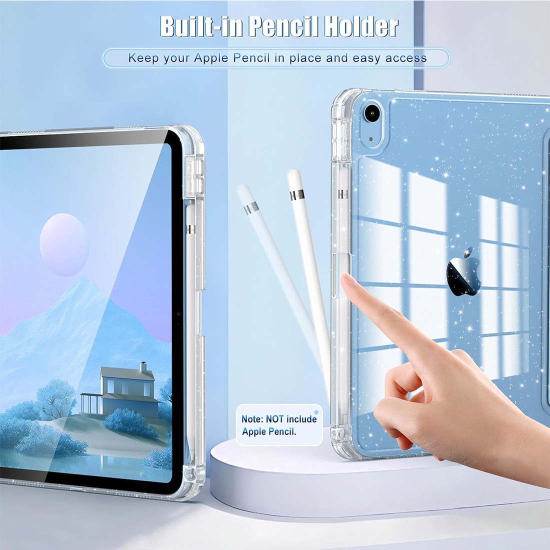 Husă de protecție pentru iPad 11 și 10, DEISNGB, albastră, cu suport pentru creion, ultra-subțire