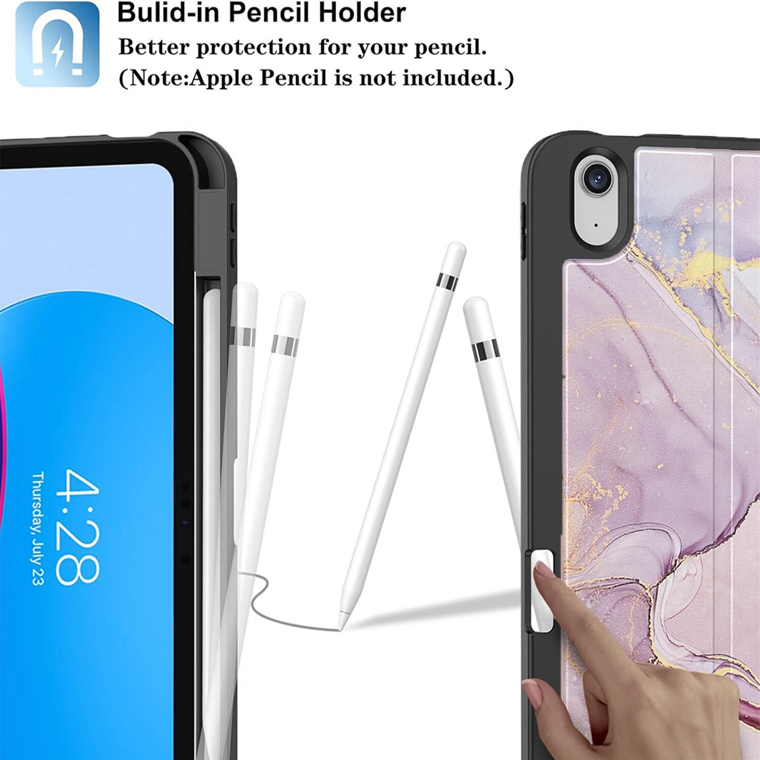 Husă de protecție pentru iPad, DEISNGB, gri, suport pentru stilou, ultra-subțire, 11 inch, 10.9 inch