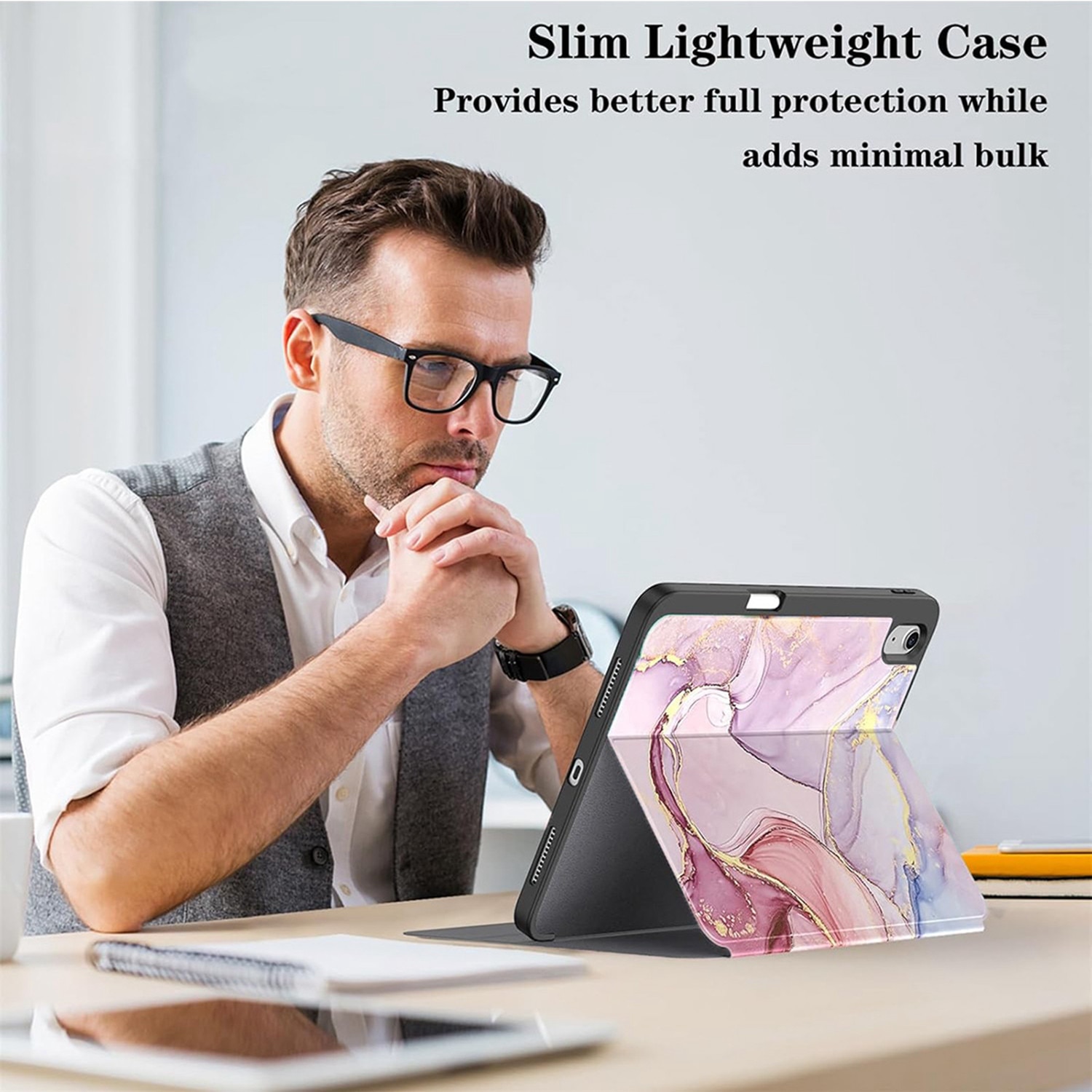 Husă de protecție pentru iPad, DEISNGB, gri, suport pentru stilou, ultra-subțire, 11 inch, 10.9 inch