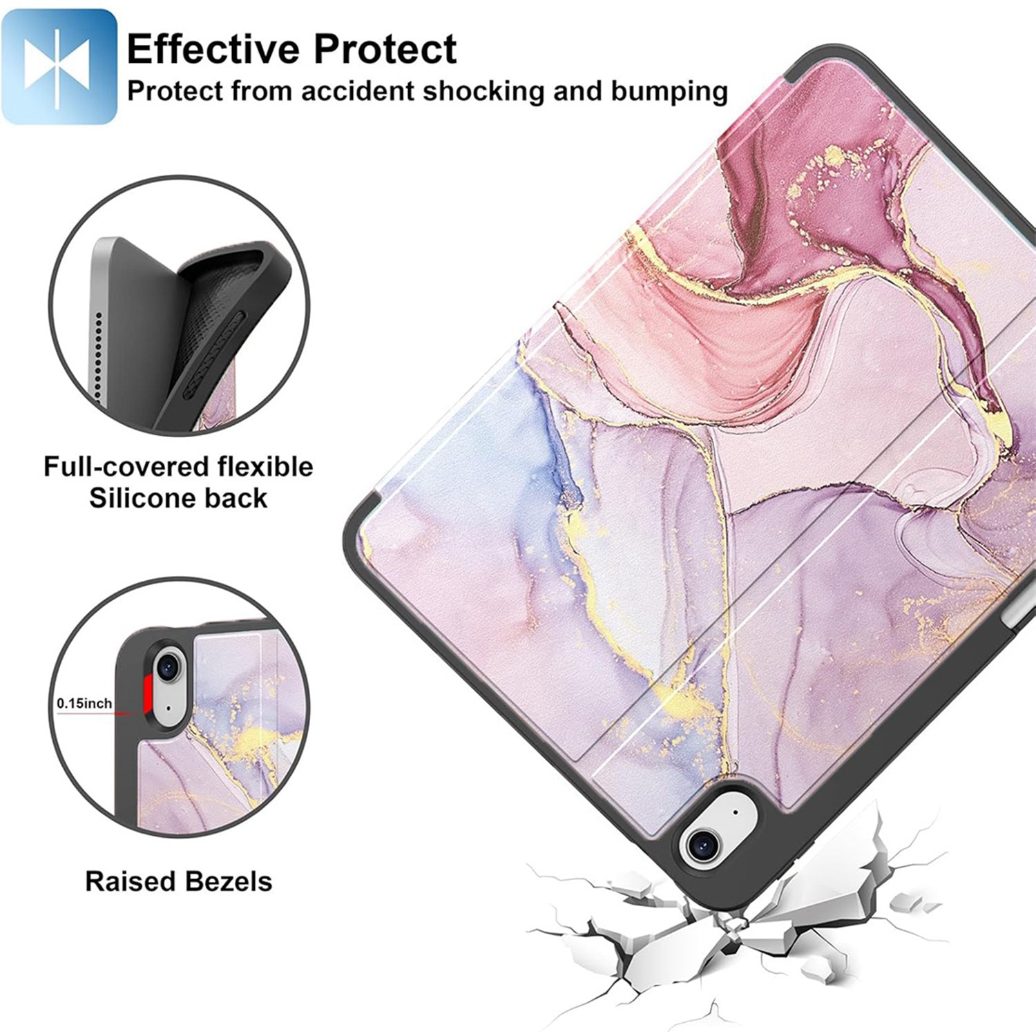 Husă de protecție pentru iPad, DEISNGB, gri, suport pentru stilou, ultra-subțire, 11 inch, 10.9 inch