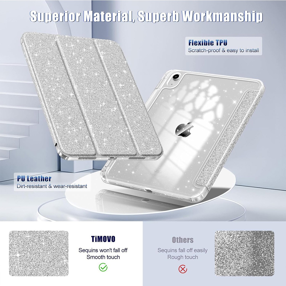 Husa de protectie pentru iPad 11 (A16) 2025,11 inch, husa pentru iPad 10 2022,10,9 inch, DEISNGB, cu suport creionul stilou, husa inteligenta cu suport pliabil, husa spate ultra-subtire din TPU moale, Gri