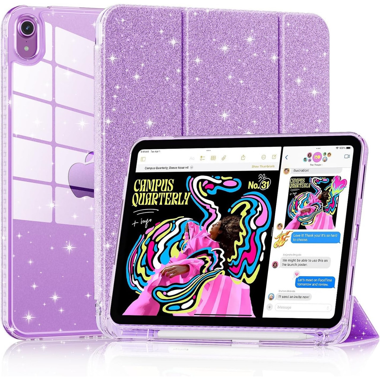 Husa de protectie pentru iPad 11 (A16) 2025,11 inch, husa pentru iPad 10 2022,10,9 inch, DEISNGB, cu suport creionul stilou, husa inteligenta cu suport pliabil, husa spate ultra-subtire din TPU moale, violet