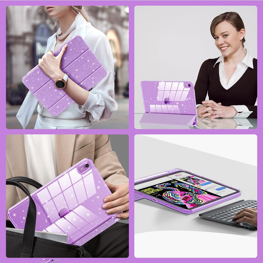 Husa de protectie pentru iPad 11 (A16) 2025,11 inch, husa pentru iPad 10 2022,10,9 inch, DEISNGB, cu suport creionul stilou, husa inteligenta cu suport pliabil, husa spate ultra-subtire din TPU moale, violet