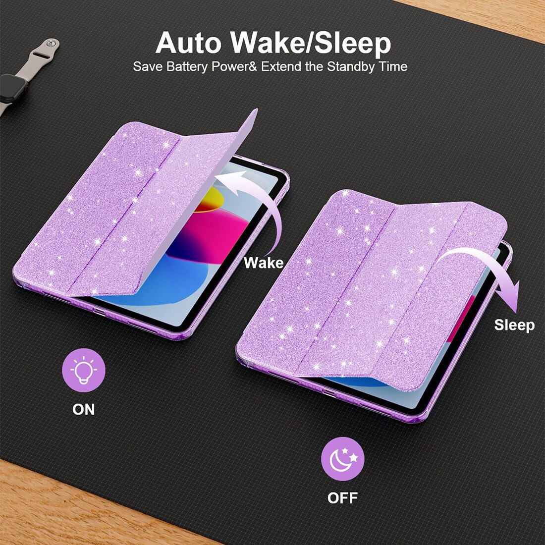 Husa de protectie pentru iPad 11 (A16) 2025,11 inch, husa pentru iPad 10 2022,10,9 inch, DEISNGB, cu suport creionul stilou, husa inteligenta cu suport pliabil, husa spate ultra-subtire din TPU moale, violet