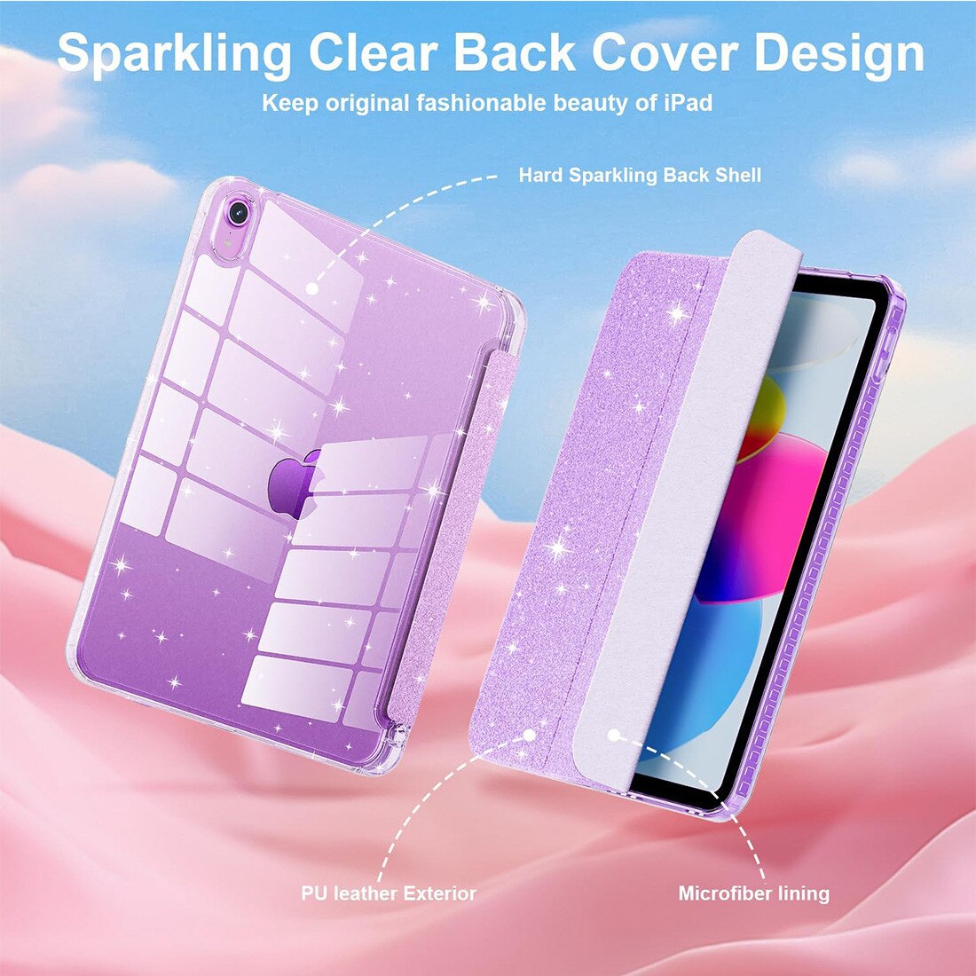 Husa de protectie pentru iPad 11 (A16) 2025,11 inch, husa pentru iPad 10 2022,10,9 inch, DEISNGB, cu suport creionul stilou, husa inteligenta cu suport pliabil, husa spate ultra-subtire din TPU moale, violet