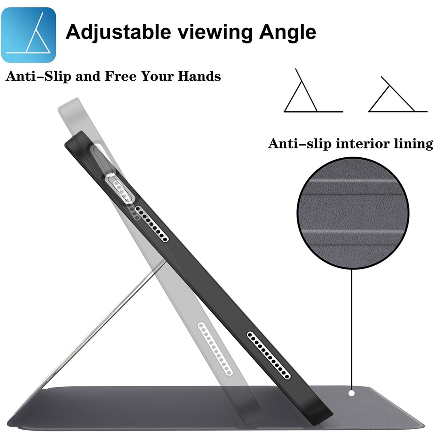 Husă de protecție DEISNGB pentru iPad 11 inch și 10, 9 inch, cu suport pentru stilou, gri, ultra-subțire