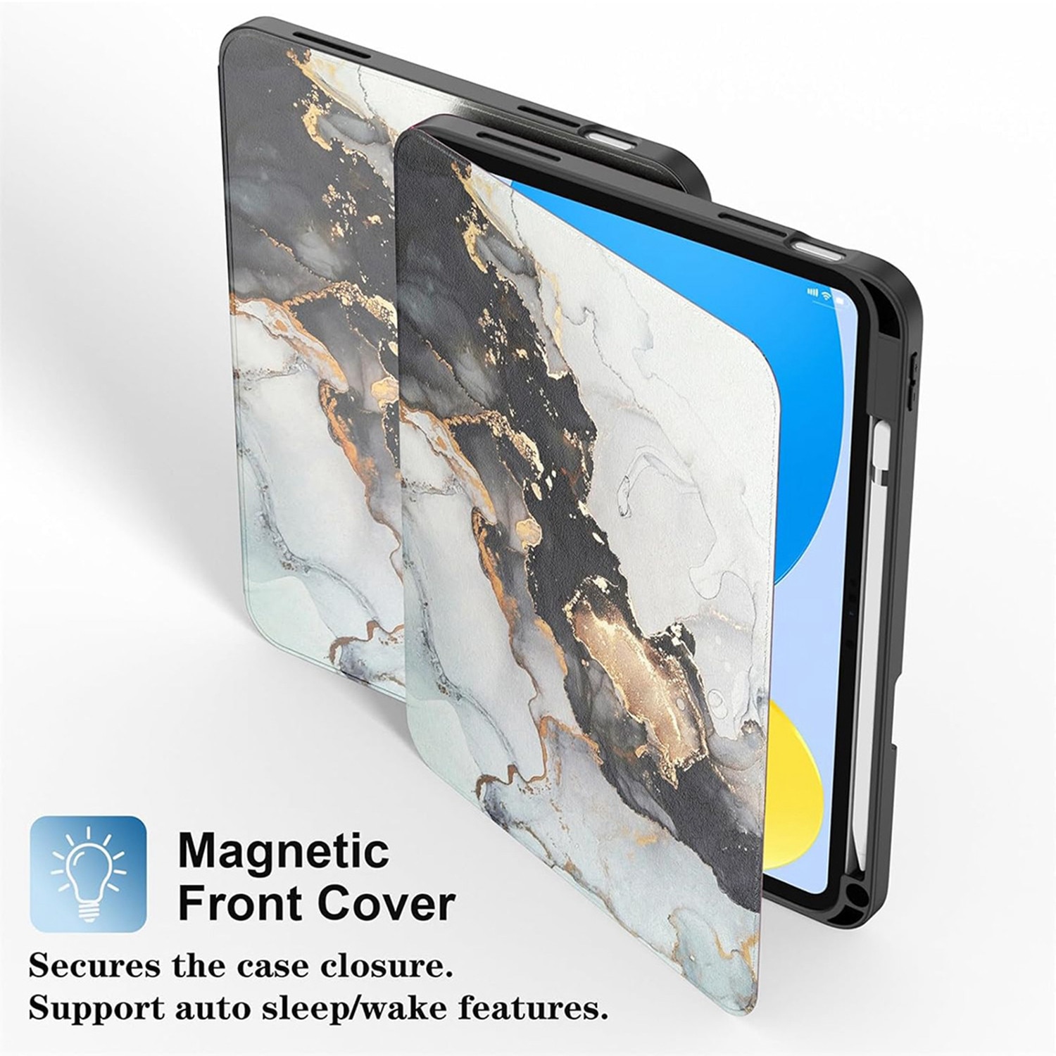 Husă de protecție DEISNGB pentru iPad 11 inch și 10, 9 inch, cu suport pentru stilou, gri, ultra-subțire