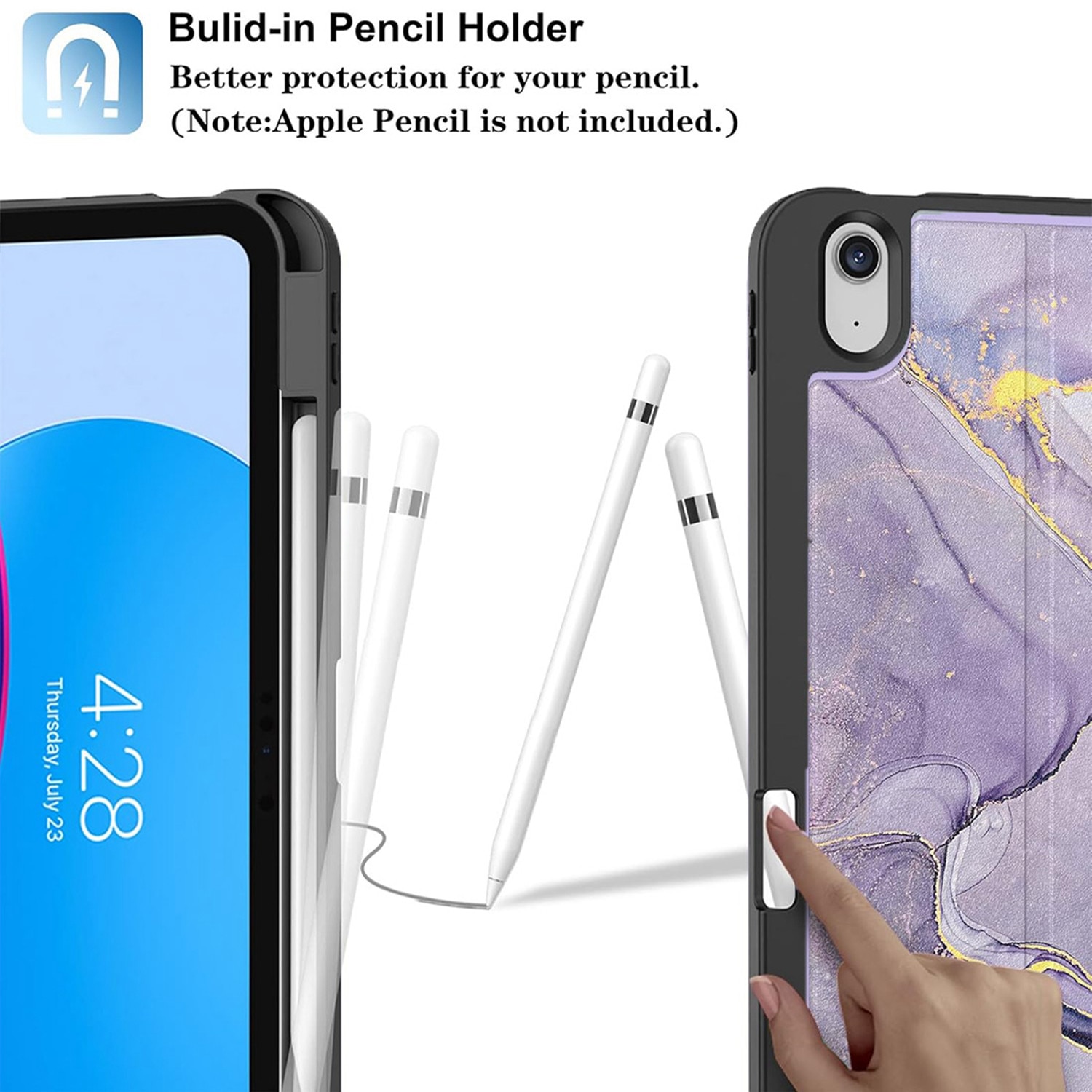 Husa de protecție pentru iPad 11 și 10, DEISNGB, gri, suport pentru stilou, ultra-subțire, 11x10, 9 inch