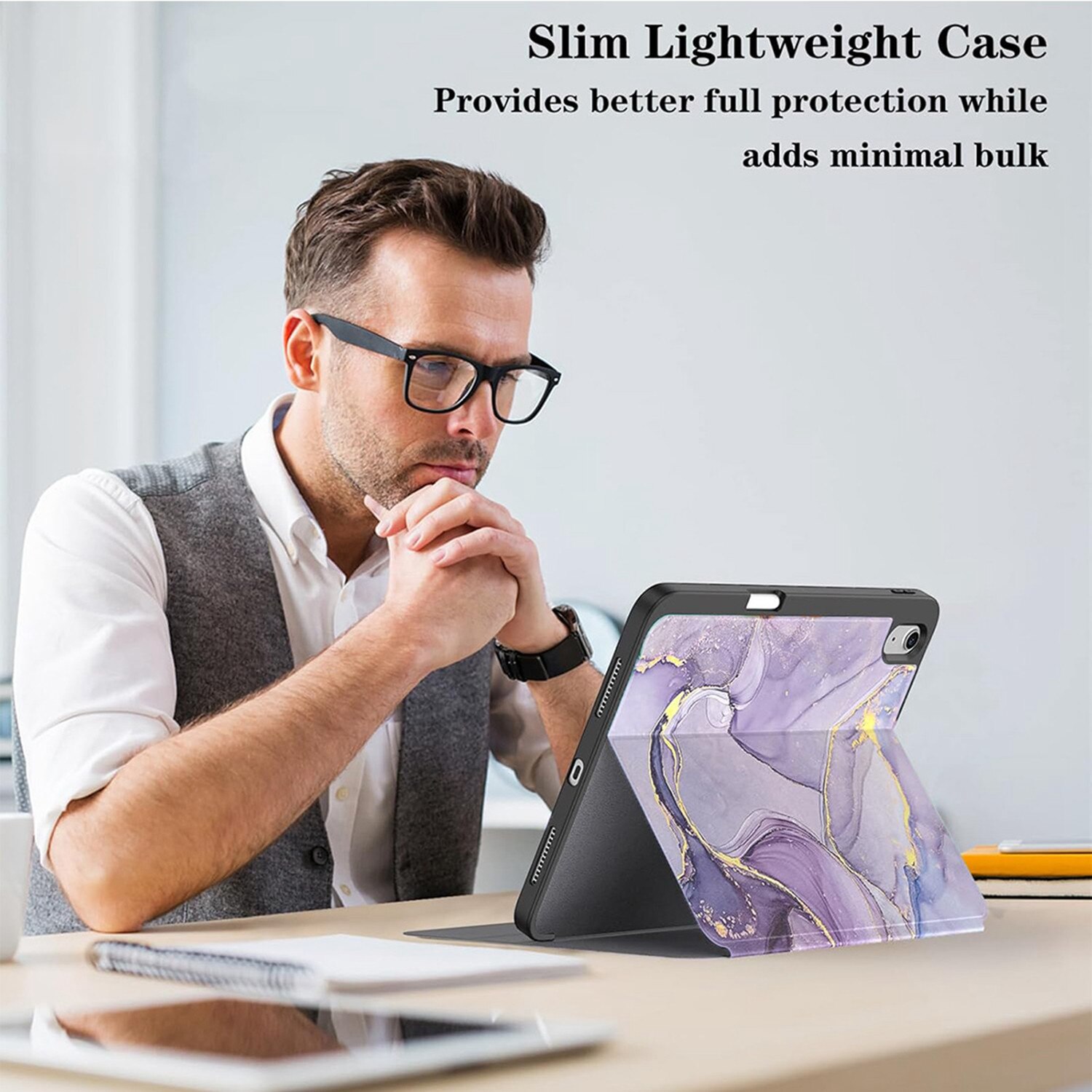 Husa de protecție pentru iPad 11 și 10, DEISNGB, gri, suport pentru stilou, ultra-subțire, 11x10, 9 inch