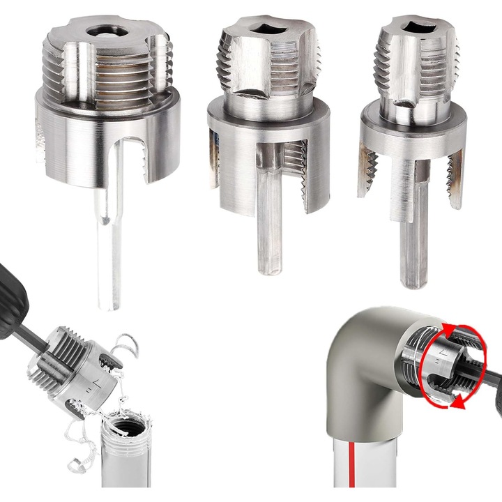 Set de 3 filete pentru tevi, din otel carbon, rezistente la uzura