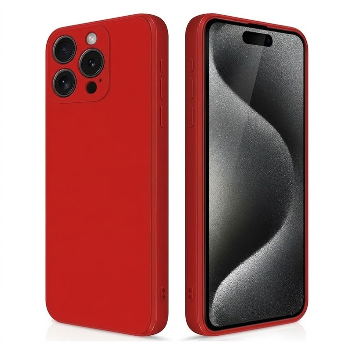 Husa Protectie din Silicon pentru Apple iPhone 15 Pro, Decupaje Precise, Stylish Anti-Slip Design, Materiale de Calitate Superioara, Rosu