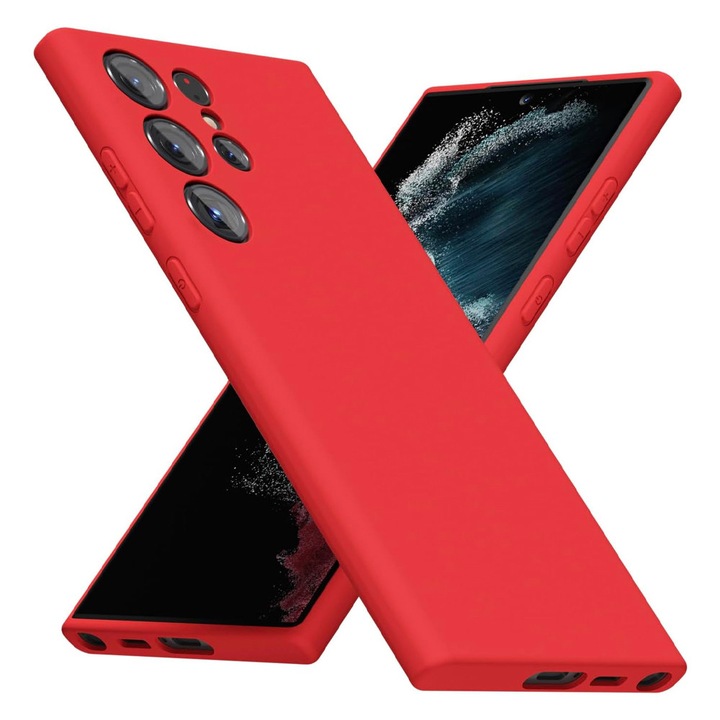 Husa Protectie din Silicon pentru Samsung Galaxy S22 Ultra, Decupaje Precise, Stylish Anti-Slip Design, Materiale de Calitate Superioara, Rosu