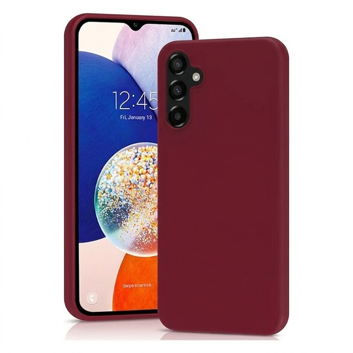 Силиконов защитен калъф за Samsung Galaxy S22 Ultra, прецизни изрези, стилен противоплъзгащ дизайн, висококачествени материали, виненочервен