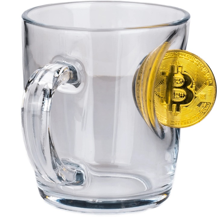 Cana din sticla pentru ceai & cafea Bitcoin - 340 ml
