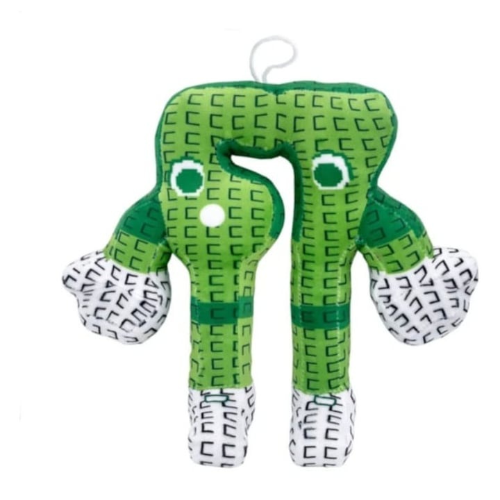 Jucarie de Plus Brainrot Rainbow 67, Verde, 25 cm, Personaj Amuzant din Plus pentru Copii