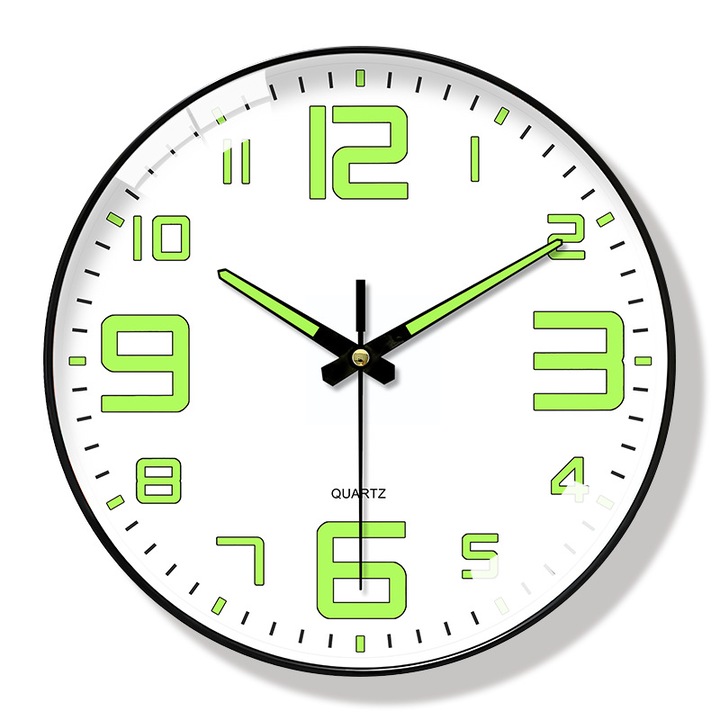 8 hüvelykes falióra, modern minimalista design, világító mutatókkal, csendes működés, dekoratív nappaliba, hálószobába, irodába