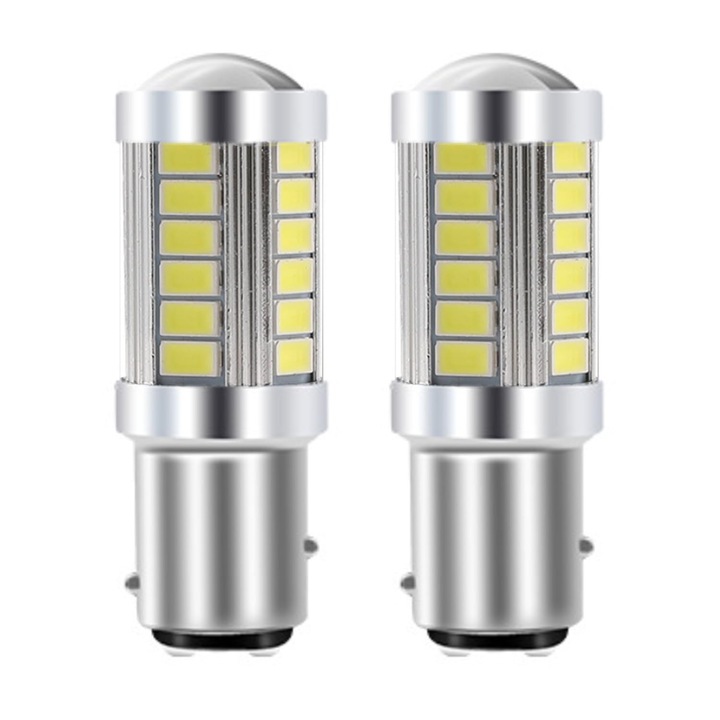Becuri LED 1156, 2 buc, 1500 lumeni, 6000K, 12V-24V, dimensiuni 55x16mm