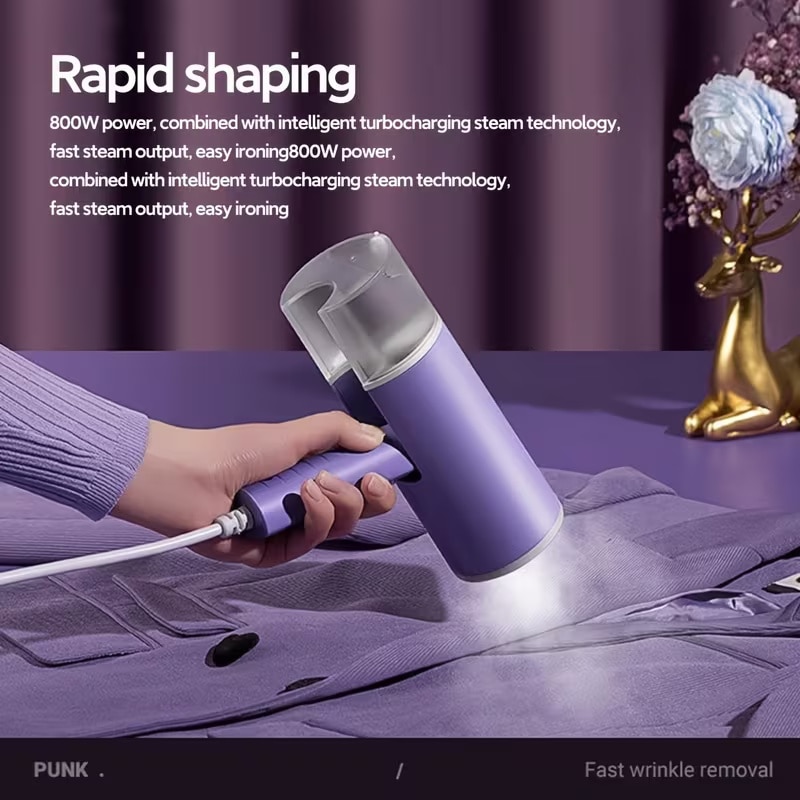 Aparat de calcat cu aburi manual pliabil, mintas, 800W, rezervor 140ml, panou inoxidabil