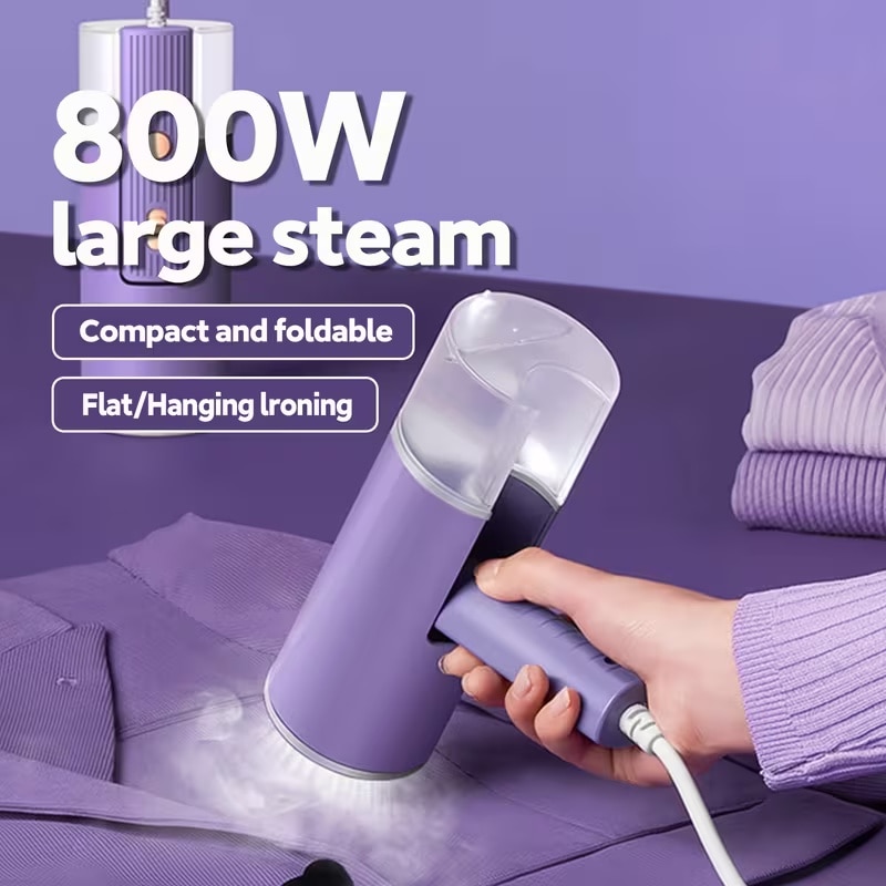 Aparat de calcat cu aburi manual pliabil, mintas, 800W, rezervor 140ml, panou inoxidabil